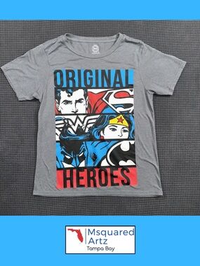 DC Comics Youth Large 14 16 Shirt Superman Batman Wonder Woman Graphic Tee
